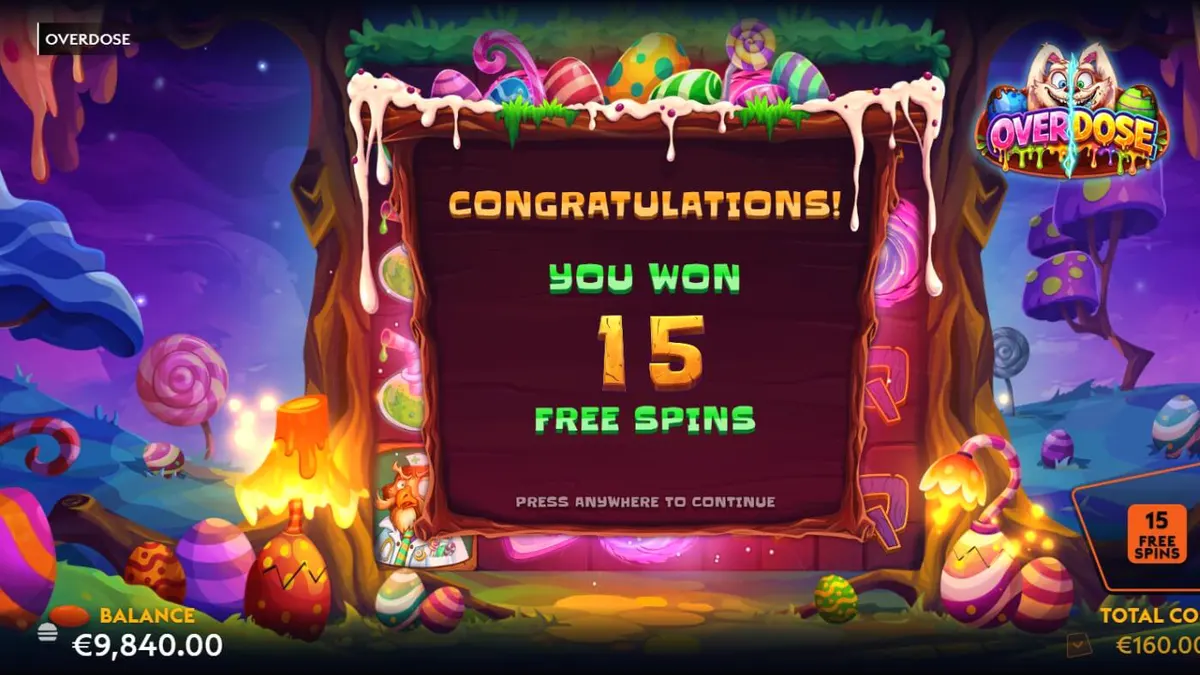 Tampilan visual slot Overdose dengan tema Paskah yang gelap dan modern