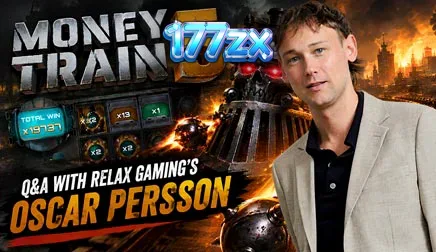 Tampilan visual kereta api futuristik dalam permainan slot Money Train 5